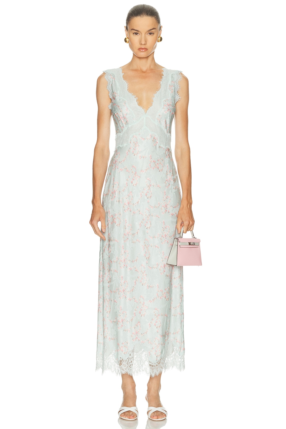 Loveshackfancy Mira Sleeveless Maxi Dress In Blue