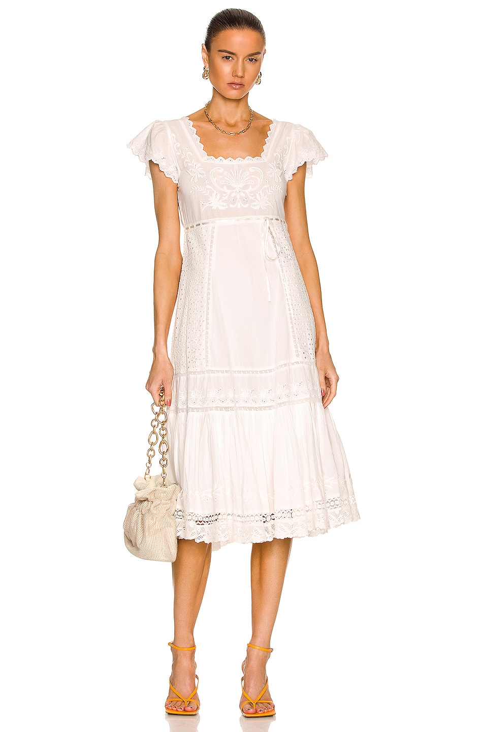 Image 1 of LoveShackFancy Charles Midi Dress in Antique White