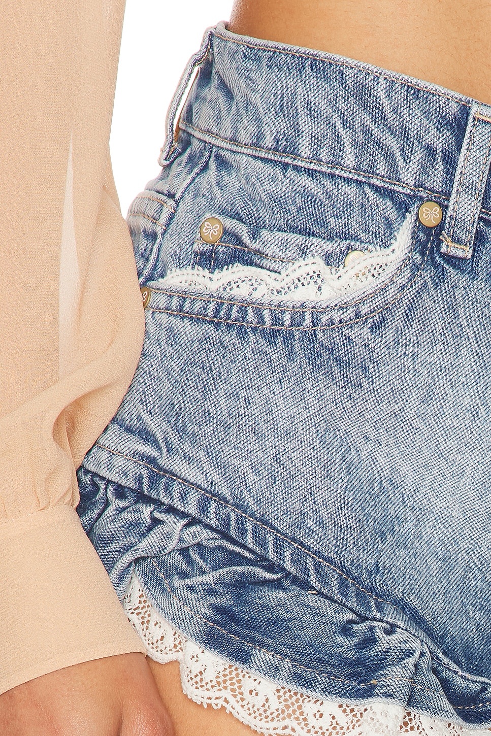 Image 6 of LoveShackFancy Azalure Short in Faded Blue