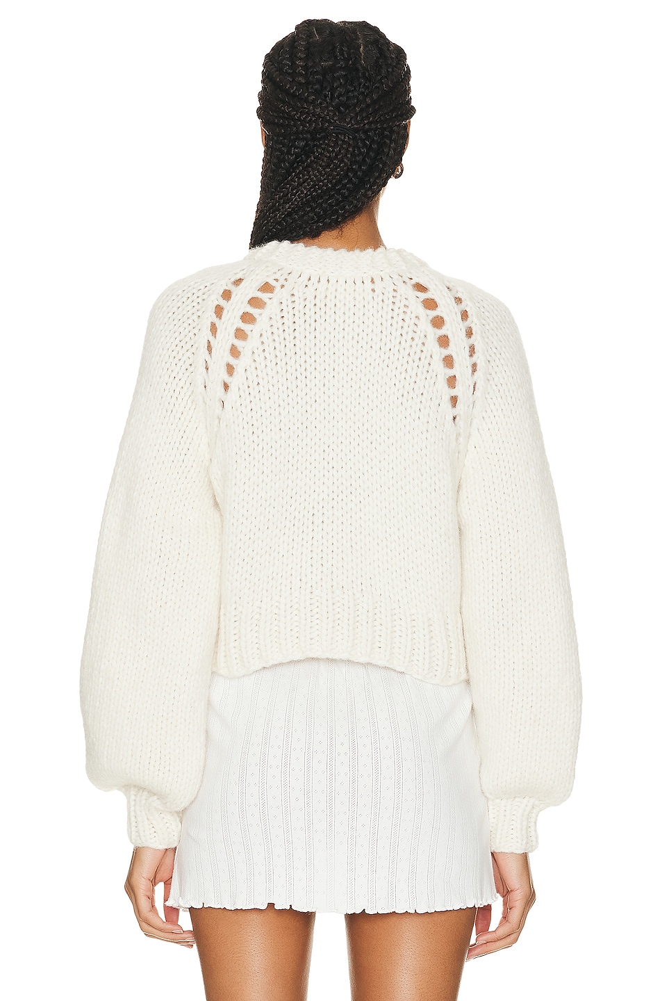 LoveShackFancy Marshe Crop Cardigan in Antique White | FWRD