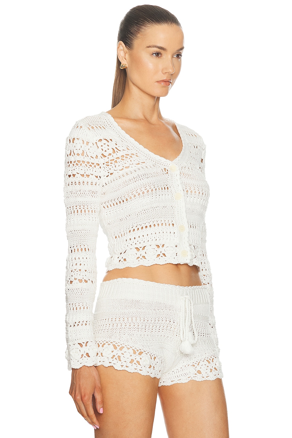 Shop Loveshackfancy Middleton Cardigan In Antique White