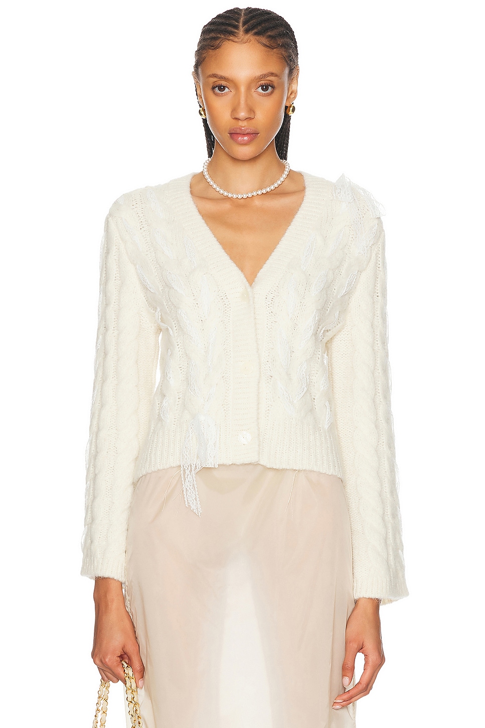 Shop Loveshackfancy Louella Cardigan In Snow