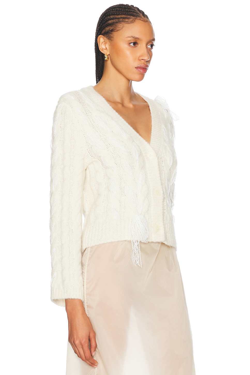 Shop Loveshackfancy Louella Cardigan In Snow