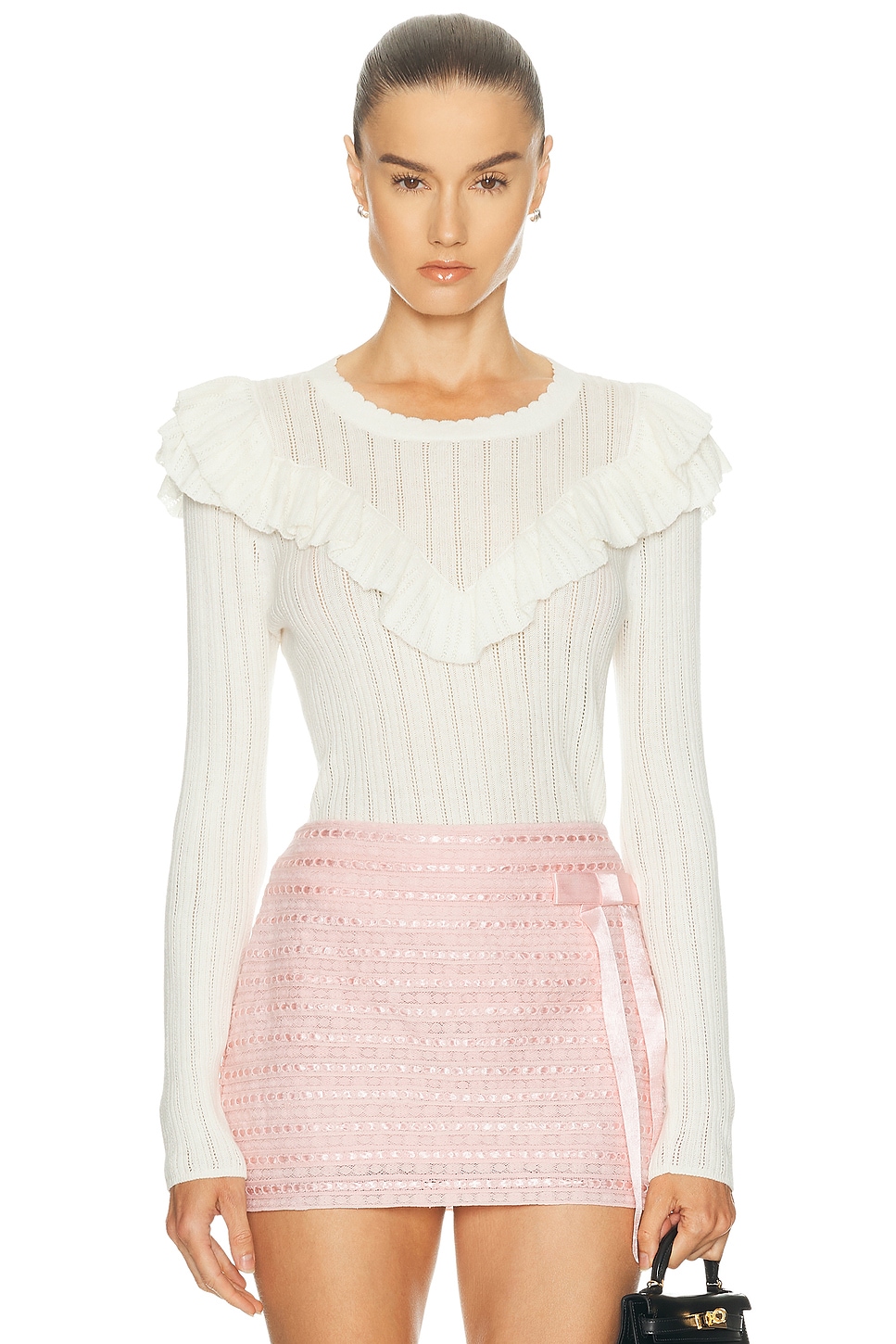 Image 1 of LoveShackFancy Presla Sweater in Dove Blanc