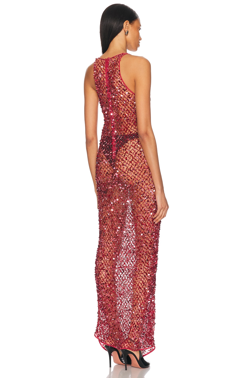 lapointe sequin dress Lapointe Sequin Viscose Flare Sleeve Maxi Dress in Sky Blue