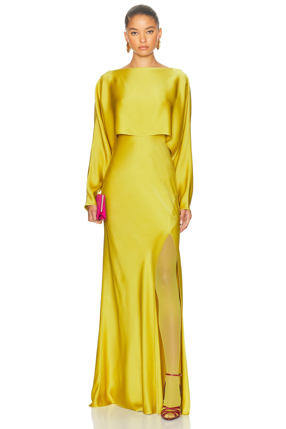 Lapointe Satin Layered Gown In Green