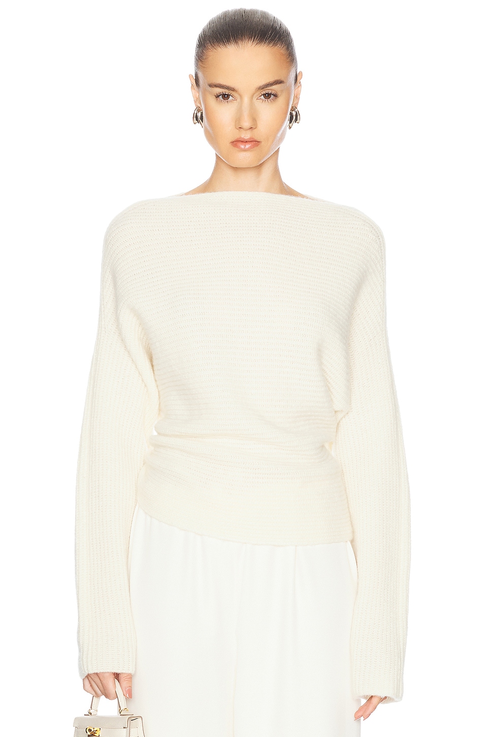 Cashmere Asymmetric Sweater in Cream