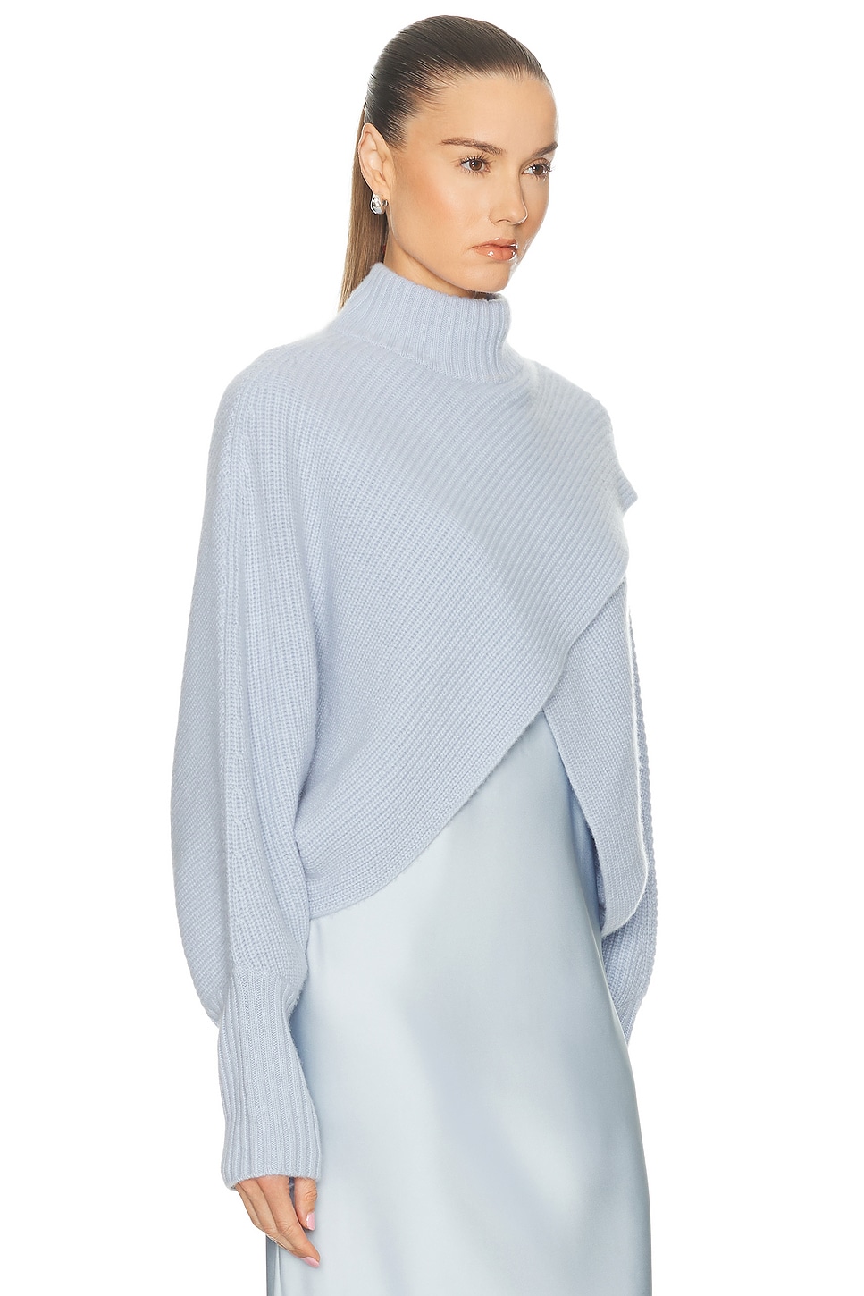 Lapointe Organic Cashmere Crossover Sweater In Blue