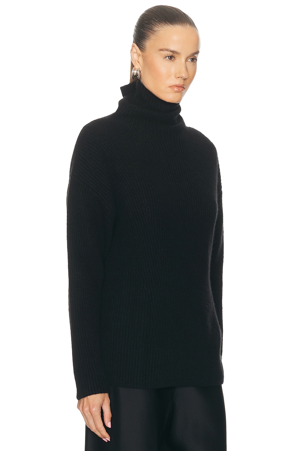 Lapointe Airy Cashmere Silk Ribbed Turtleneck Sweater In Blue