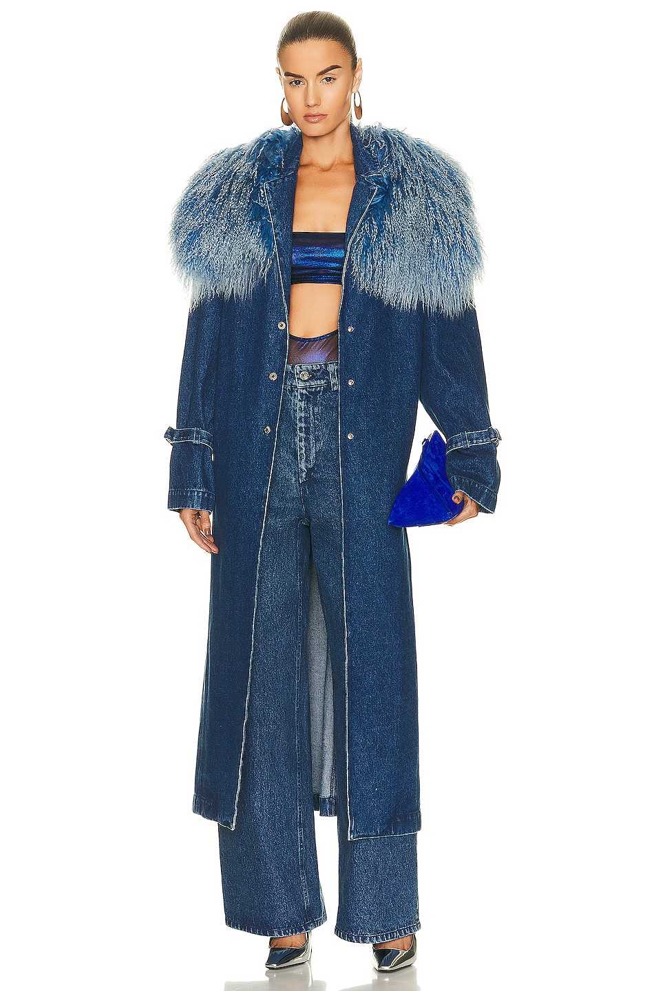Image 1 of Lapointe Trench in Washed Denim