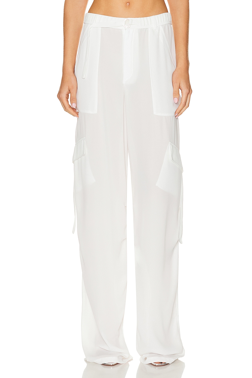 Image 1 of Lapointe Lightweight Georgette Utility Pocket Pant in White