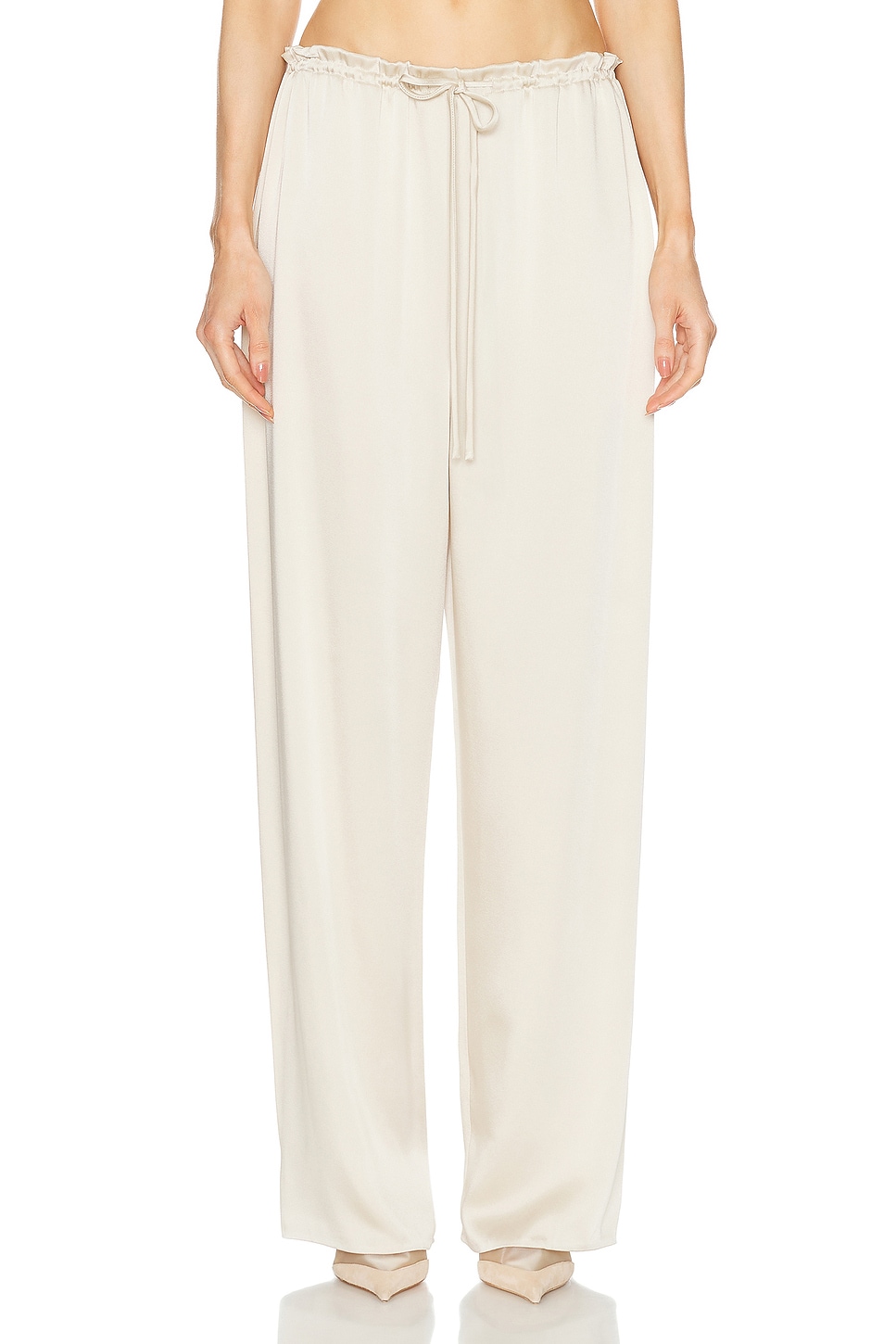 Image 1 of Lapointe Doubleface Satin Drawstring Side Pocket Pant in Sand