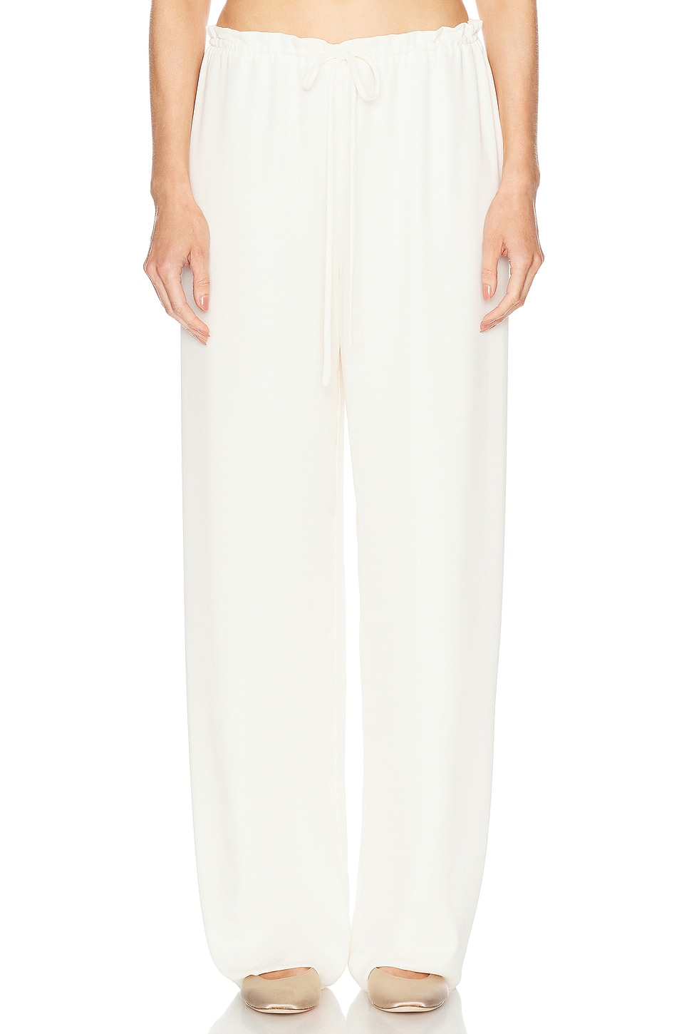 Georgette Drawstring Pant in Cream