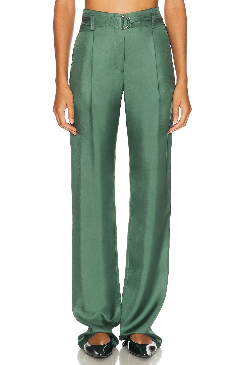 Image 1 of Lapointe Silky Twill Belted Pant in Green