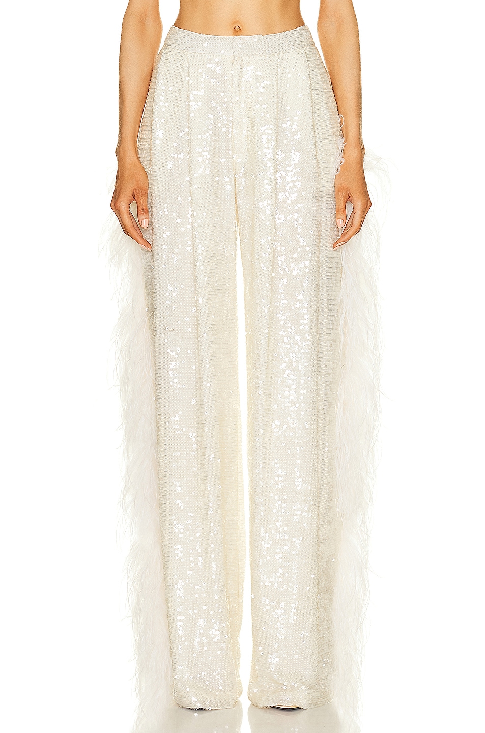 Image 1 of Lapointe Sequin Low Waisted Trouser in Cream