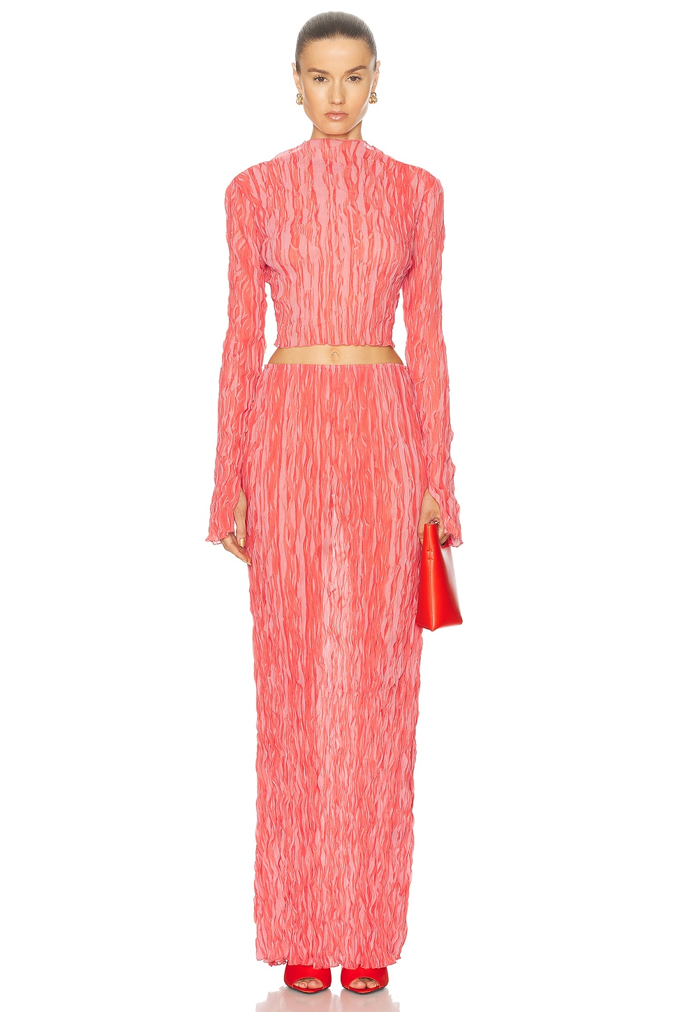 LAPOINTE Pleated Georgette Mermaid Skirt thumbnail