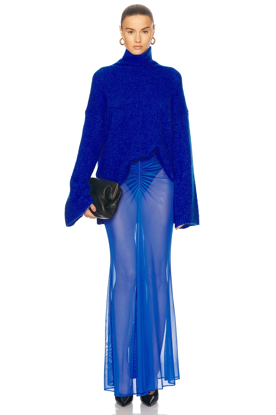 LAPOINTE Mesh Ruched Maxi Skirt thumbnail