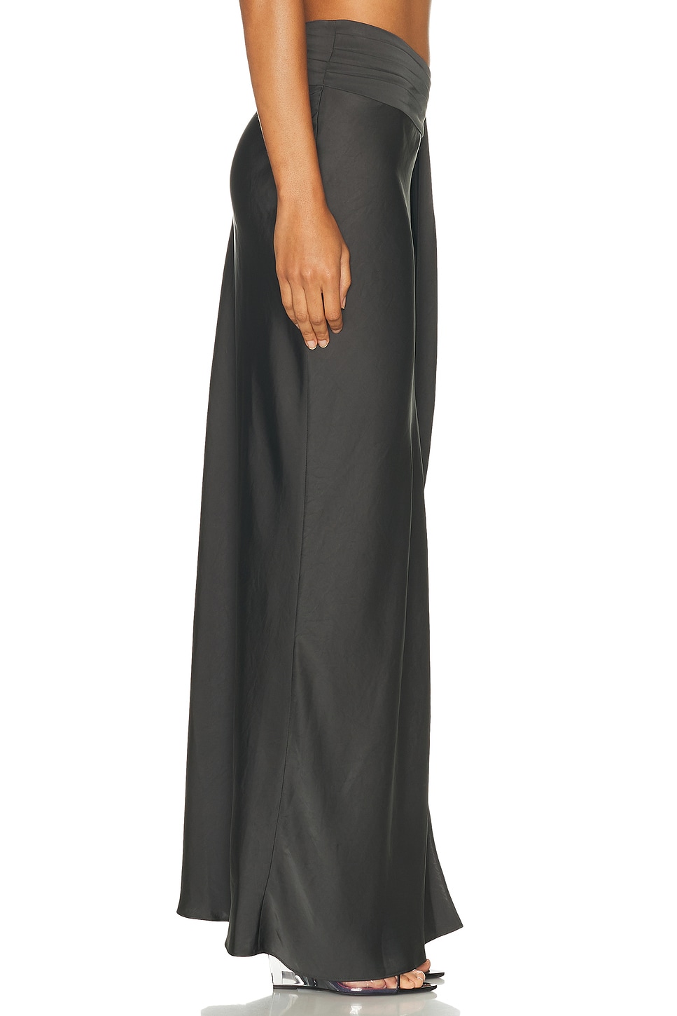 Lapointe Lightweight Satin Asymmetric Skirt In Green
