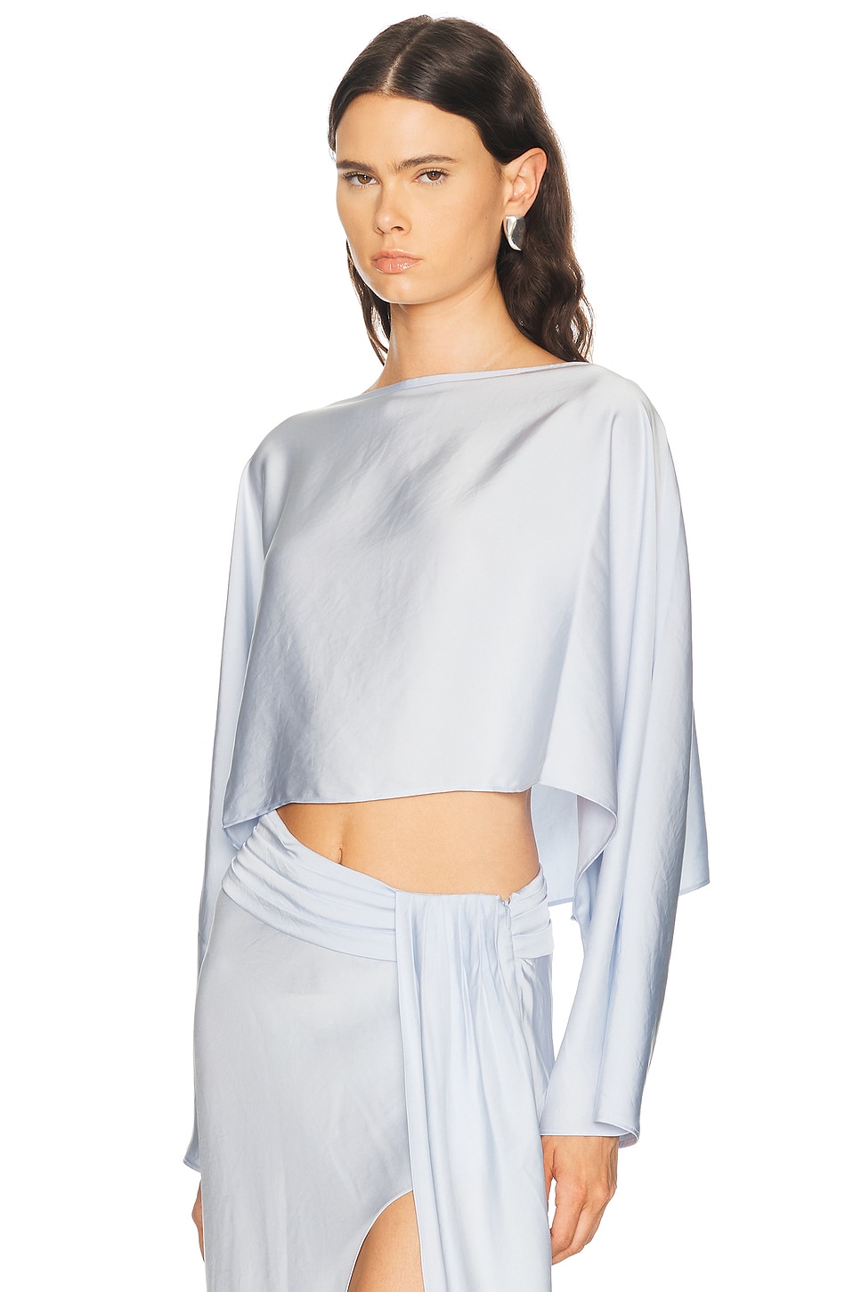 LaPointe Lightweight Satin Boat Neck Caftan Top | Thumbnail 2