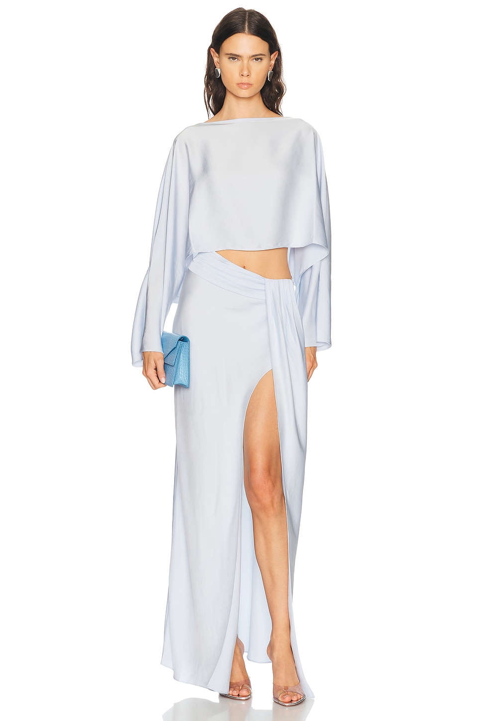 LaPointe Lightweight Satin Boat Neck Caftan Top | Thumbnail 4