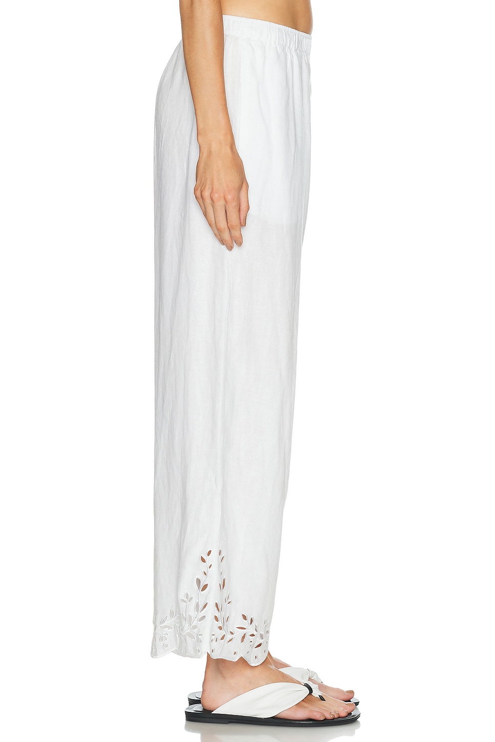 LUNYA Linen Embroidered Eyelet Pant | Thumbnail 3