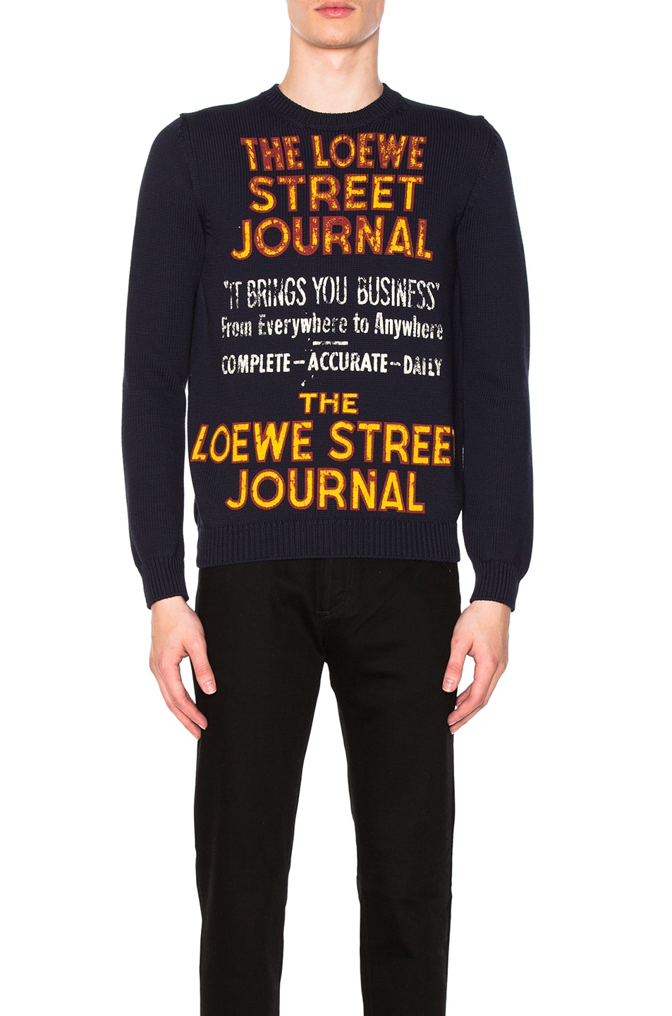 Image 1 of Loewe Street Journal Sweater in Navy Blue
