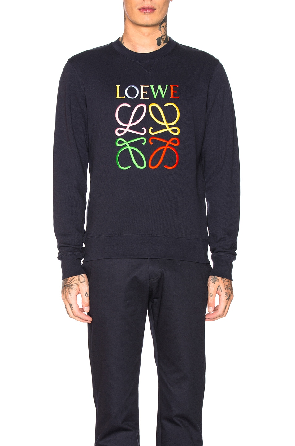 Image 1 of Loewe Anagram Sweatshirt in Navy Blue & Multi