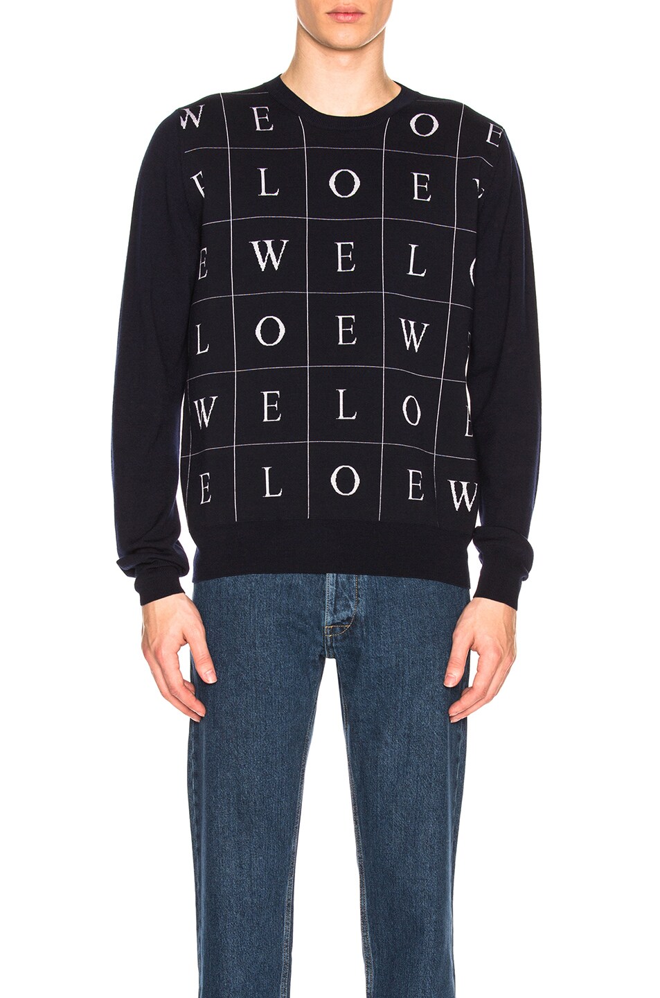 Image 1 of Loewe Letters Sweater in Navy Blue