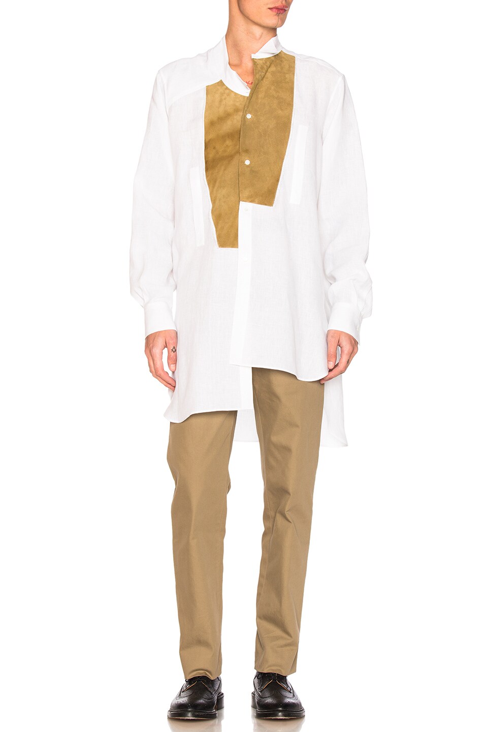 Image 1 of Loewe Leather Placket Shirt in Natural White