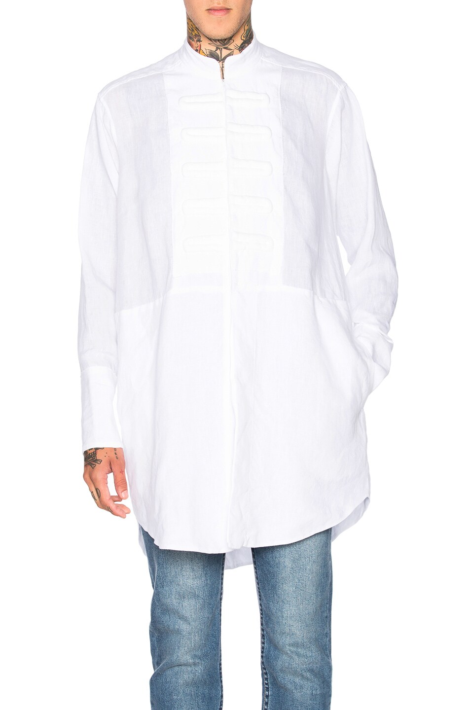 Image 1 of Loewe Plastron Oversize Shirt in Natural White