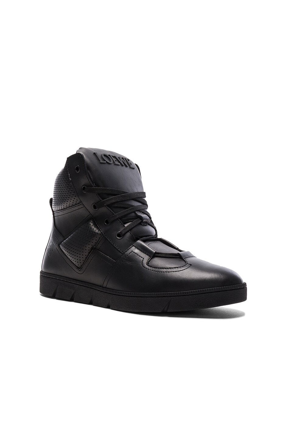 Image 1 of Loewe Leather High Sneakers in Black