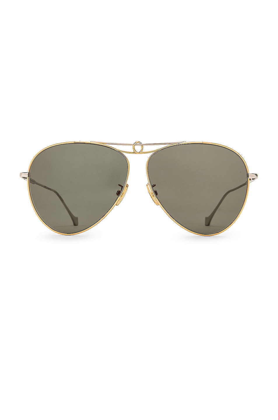 Image 1 of Loewe Metal Knot Pilot Sunglasses in Green & Shiny Endura Gold