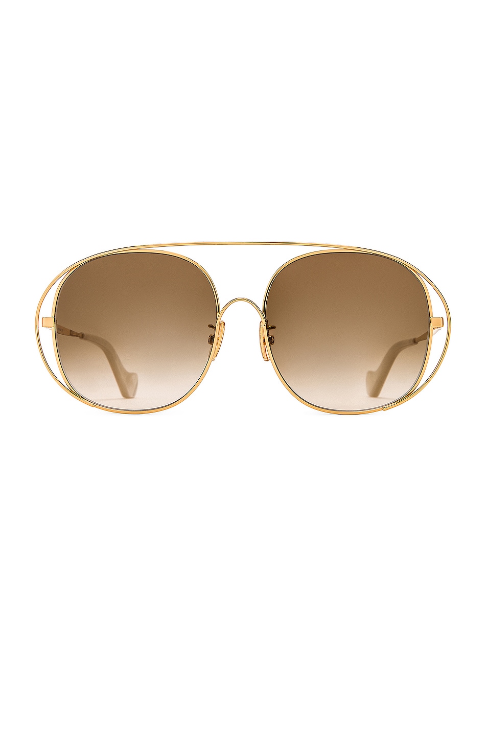 Image 1 of Loewe Metal Round Sunglasses in Shiny Endura Gold & Gradient Brown