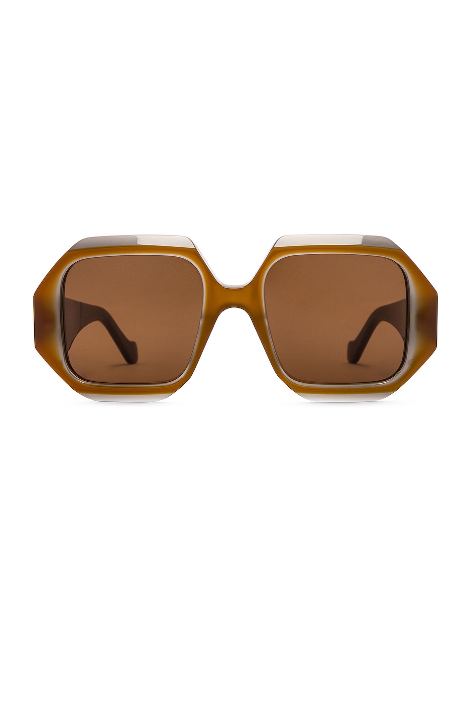 Image 1 of Loewe Acetate Hexagonal Sunglasses in Shiny Milky Tan