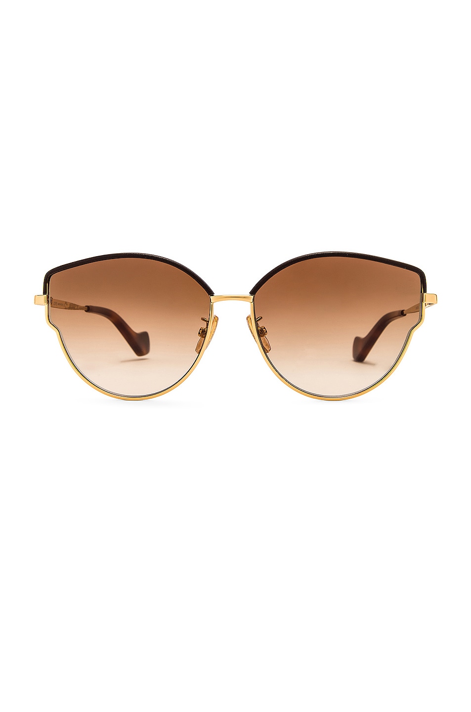 Image 1 of Loewe Metal Leather Sunglasses in Gradient Brown & Shiny Endura Gold