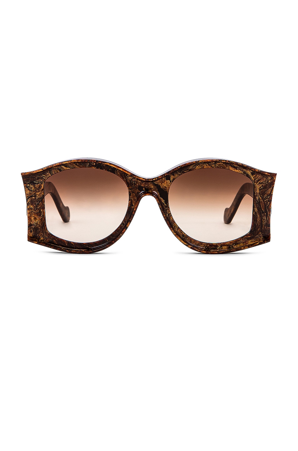 Image 1 of Loewe Paula's Ibiza Round Acetate Sunglasses in Shiny Radica & Gradient Brown