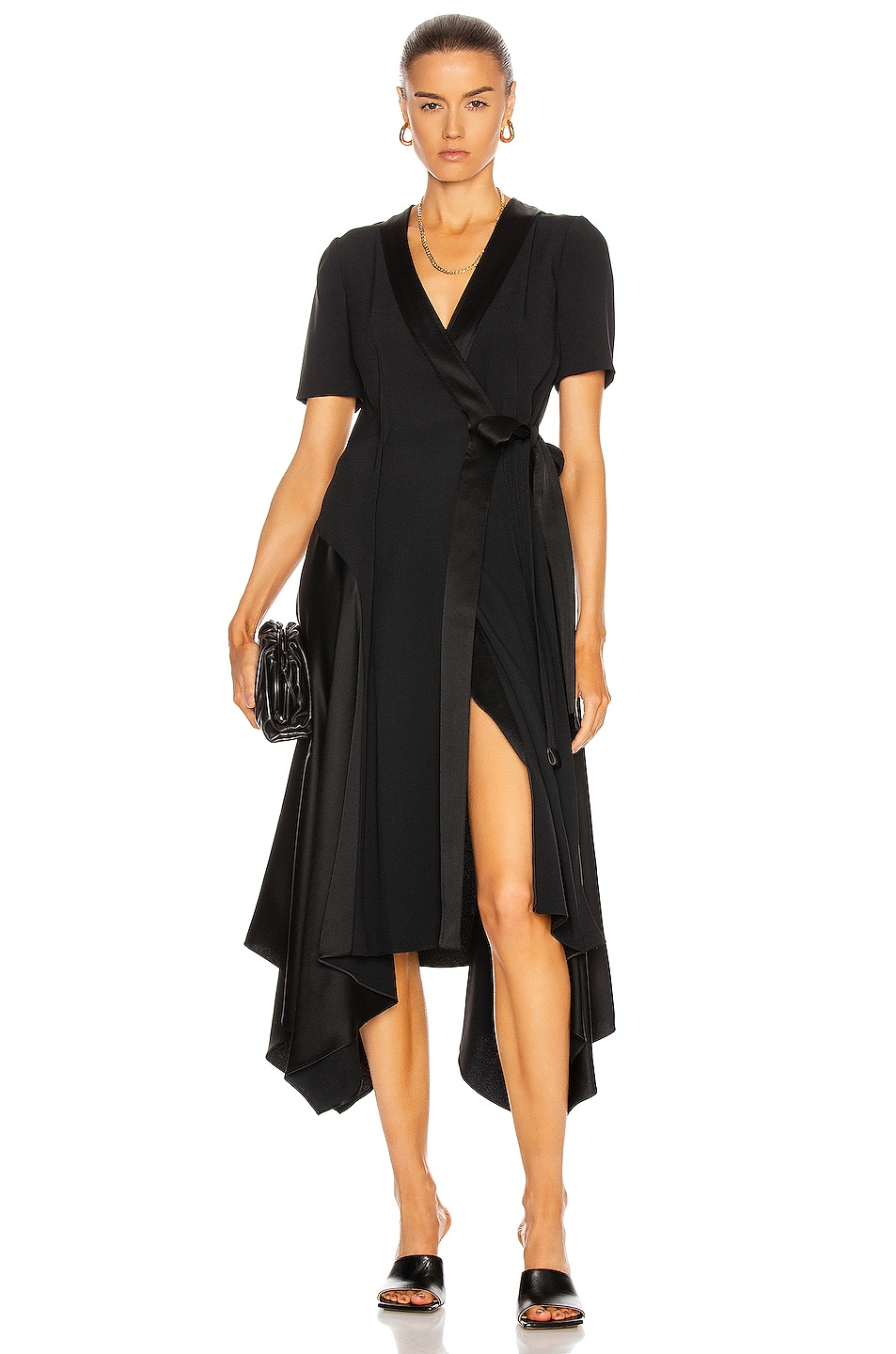 Image 1 of Loewe Asymmetric Wrap Dress in Black