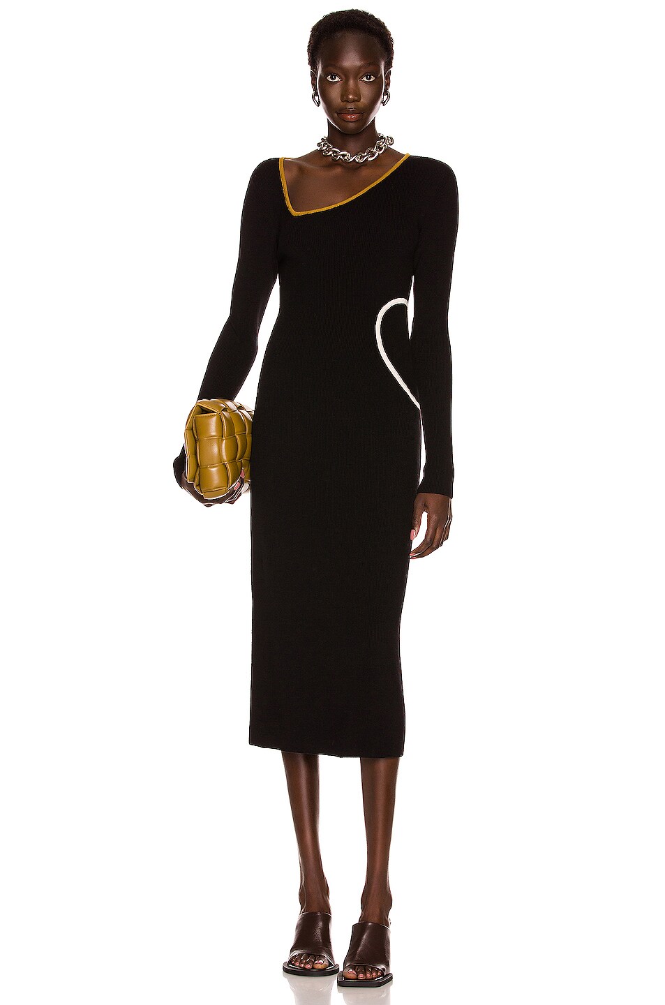 Image 1 of Loewe Trompe L'Oeil Midi Dress in Black