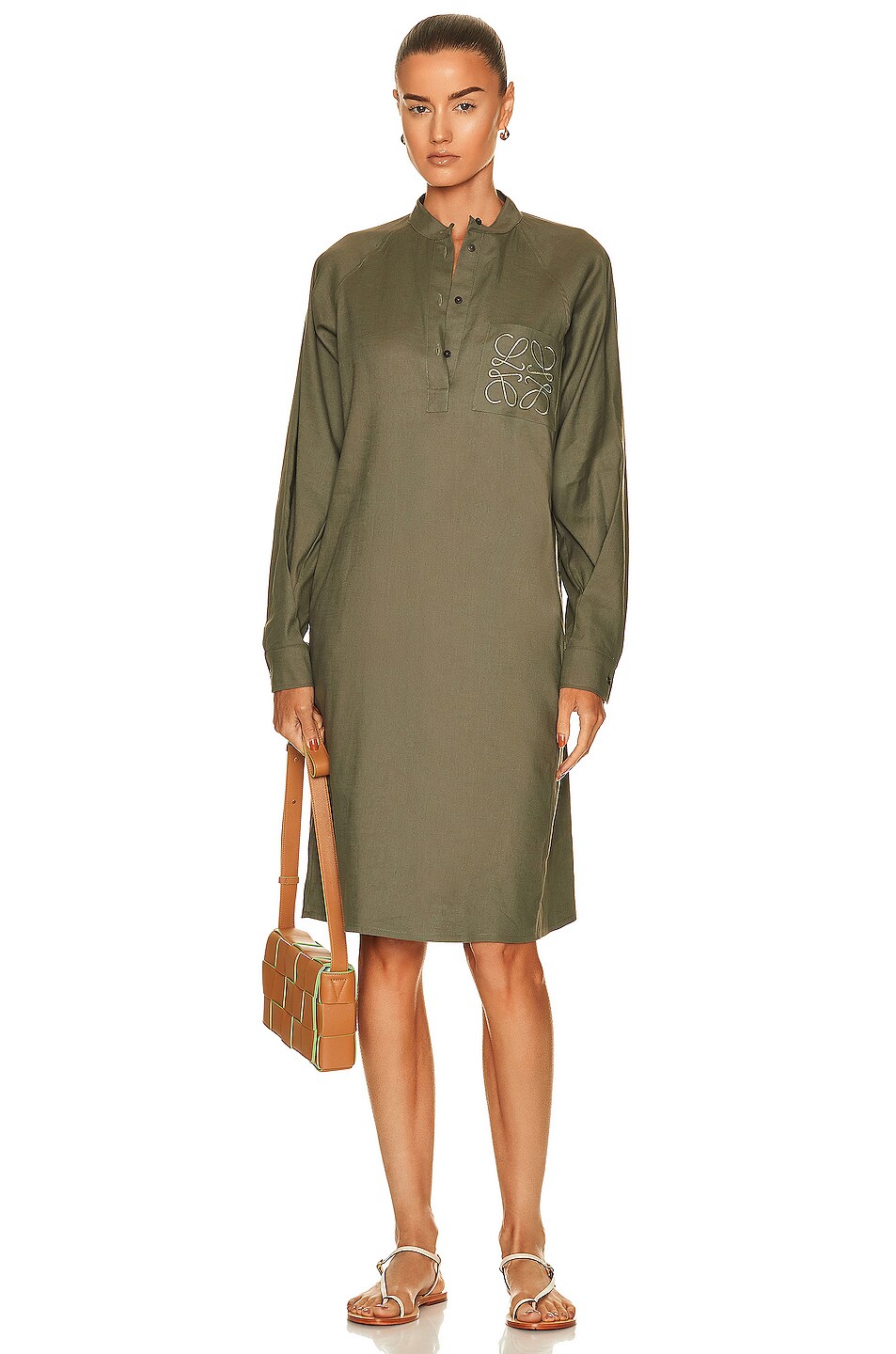 Image 1 of Loewe Anagram Tunic Dress in Lichen