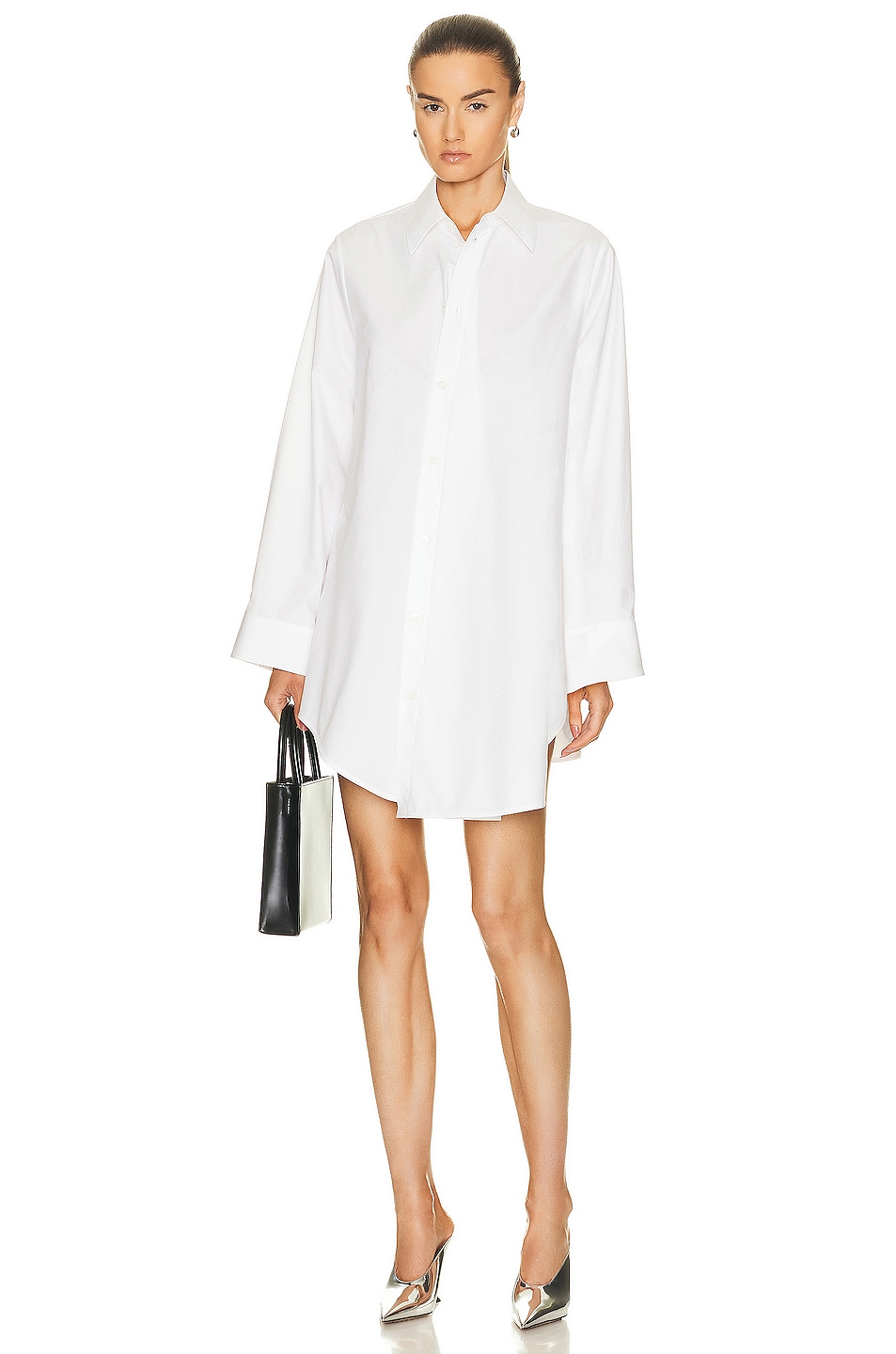 Image 1 of Loewe Trapeze Shirt Dress in White