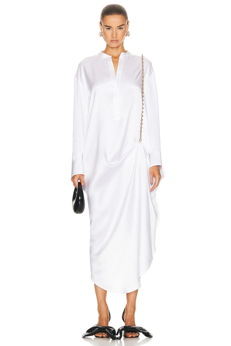 Image 1 of Loewe Chain Long Shirt Dress in Optic White