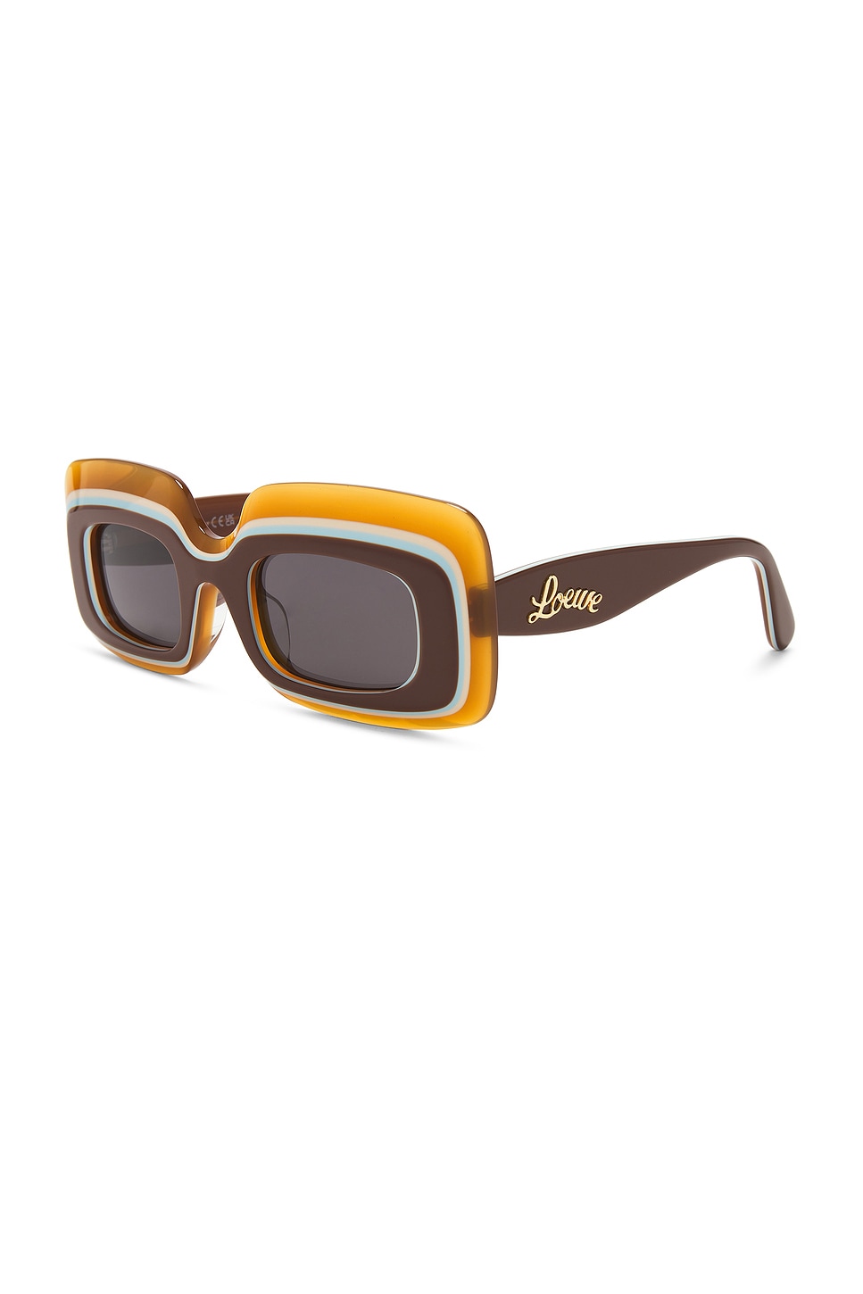 Shop Loewe Rectangular Sunglasses In Light Brown & Smoke