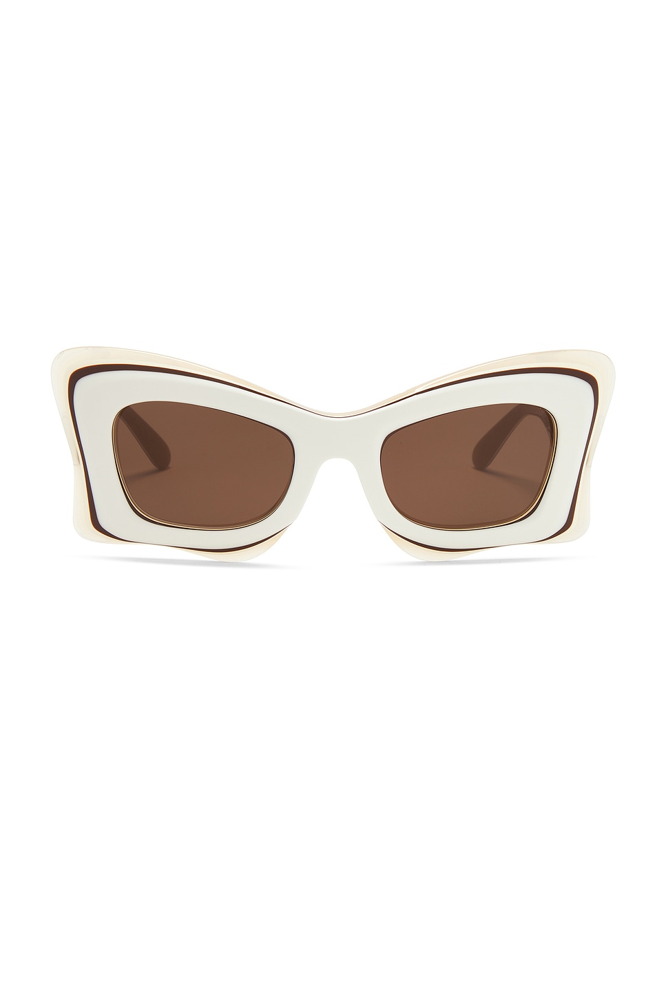 Shop Loewe Square Sunglasses In Ivory & Brown