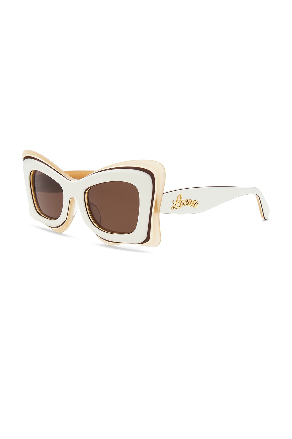 Shop Loewe Square Sunglasses In Ivory & Brown