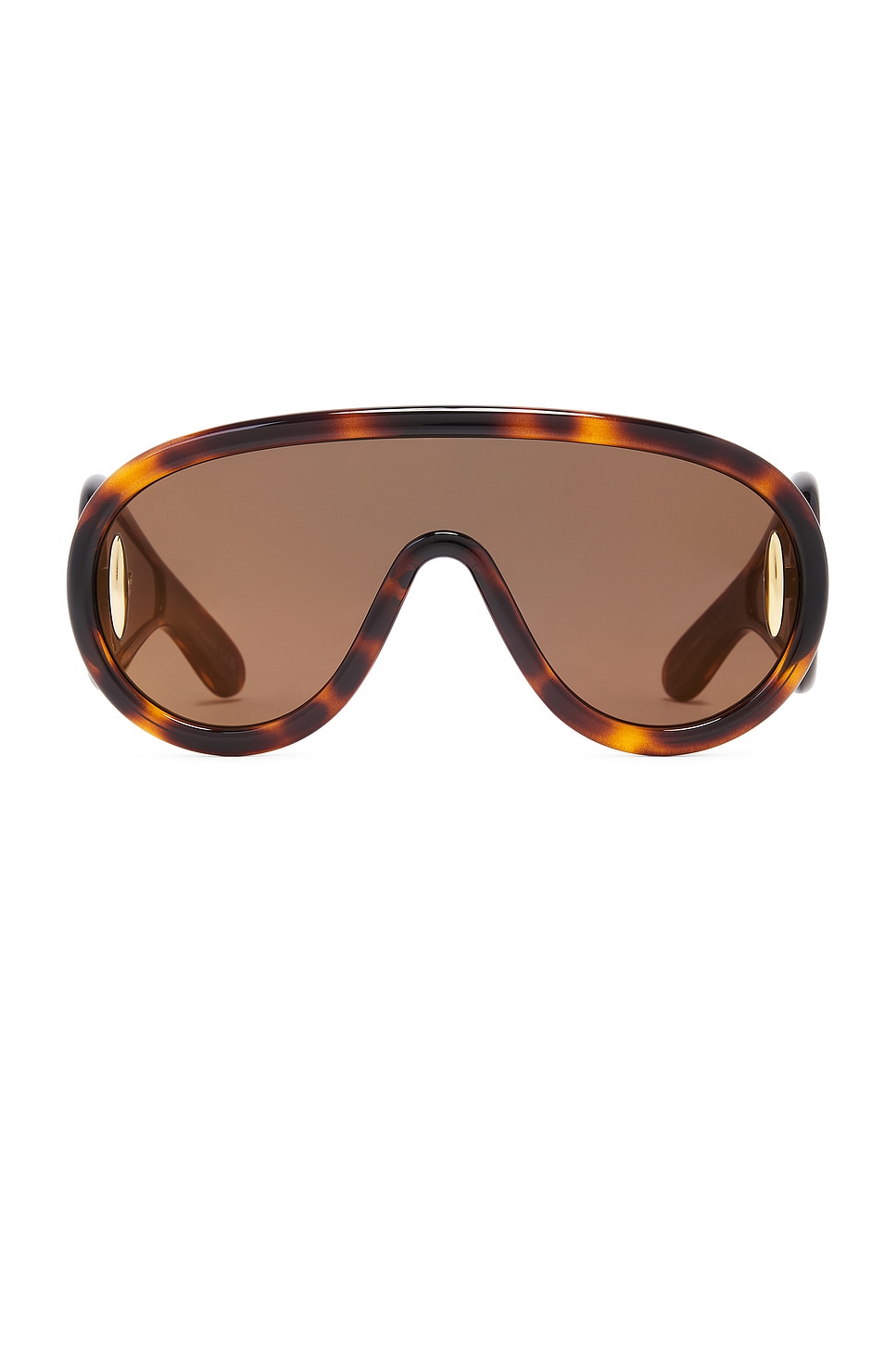 Loewe Shield Sunglasses In Dark Havana & Brown Mirror