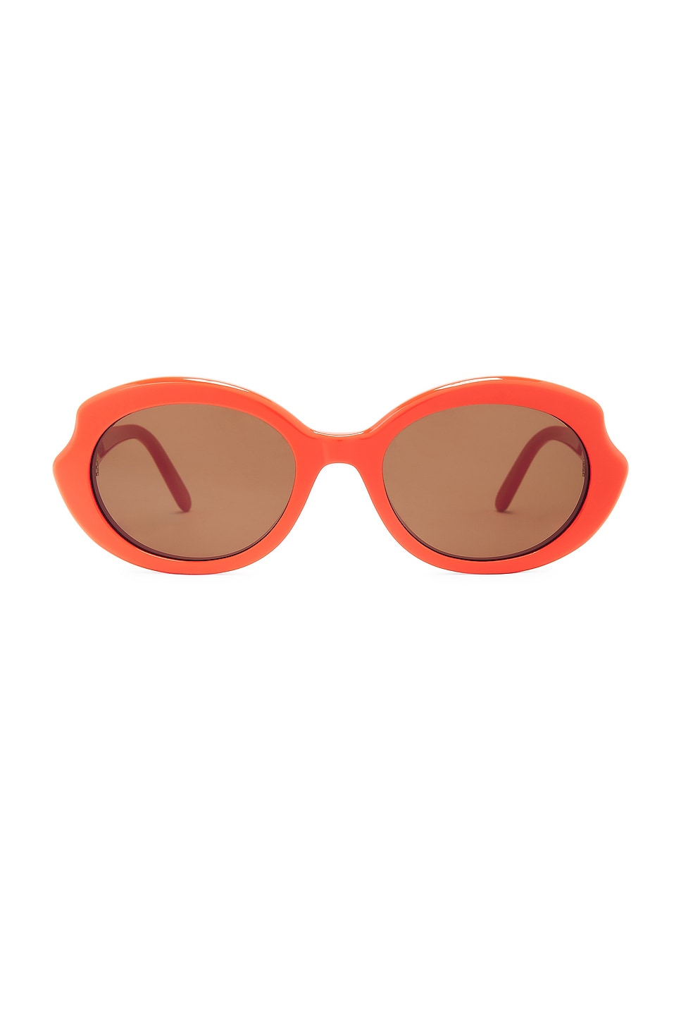 Shop Loewe Oval Sunglasses In Shiny Orange & Brown