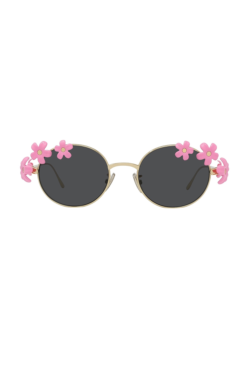 Flowers Round Sunglasses in Metallic Gold
