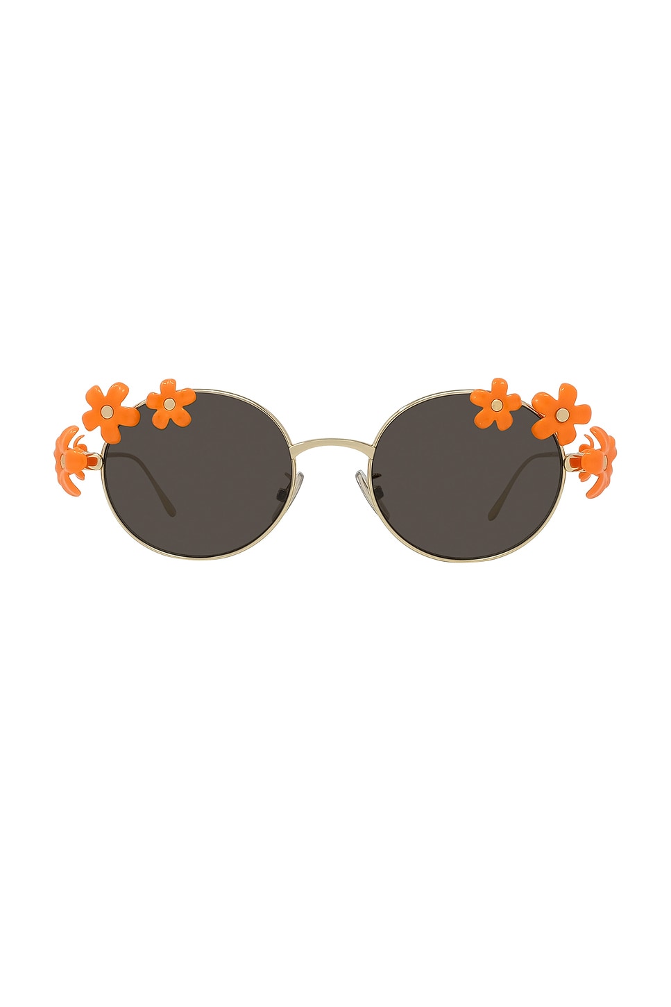 Flowers Round Sunglasses in Metallic Gold