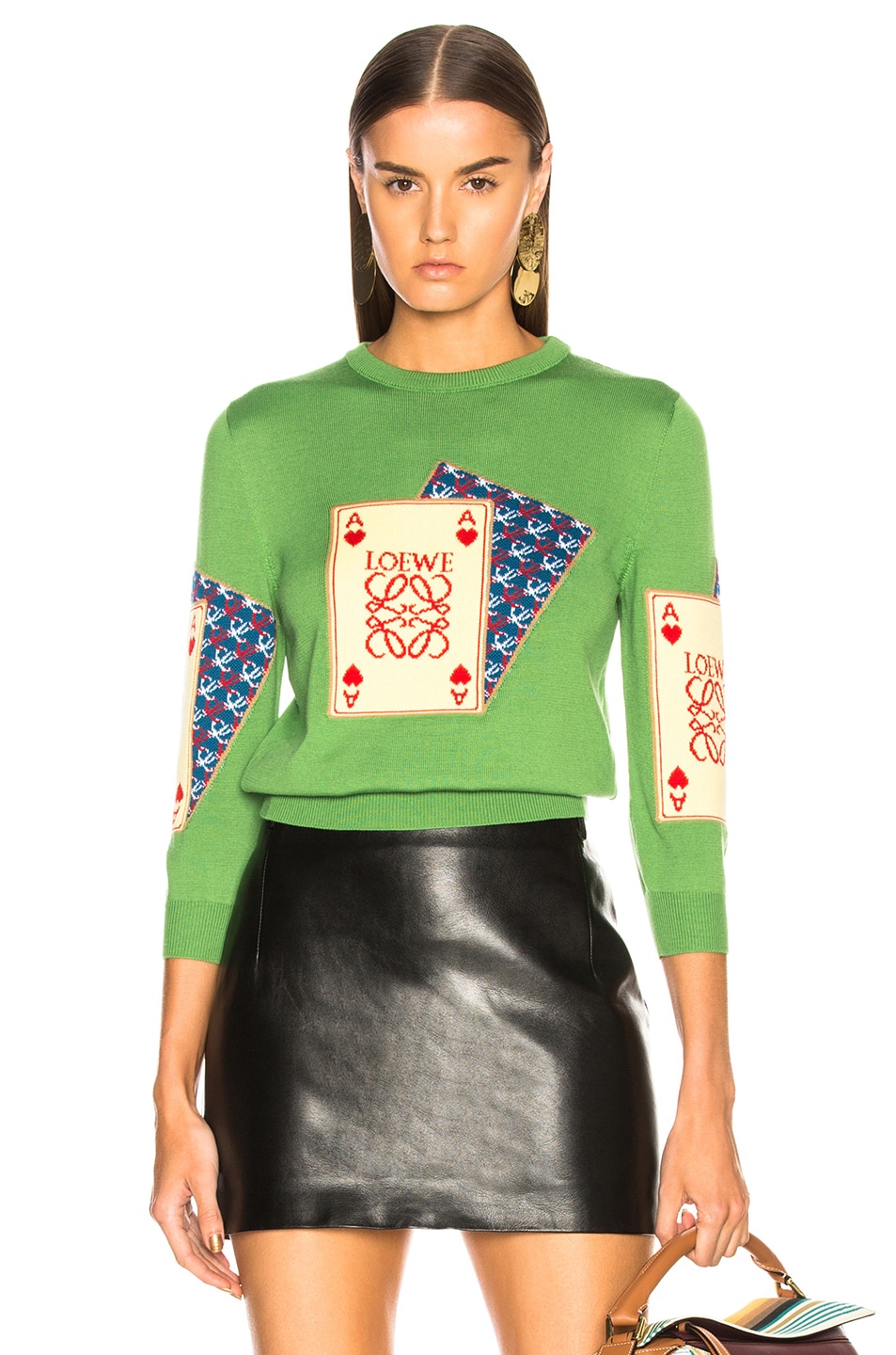 Image 1 of Loewe Playing Card Sweater in Green