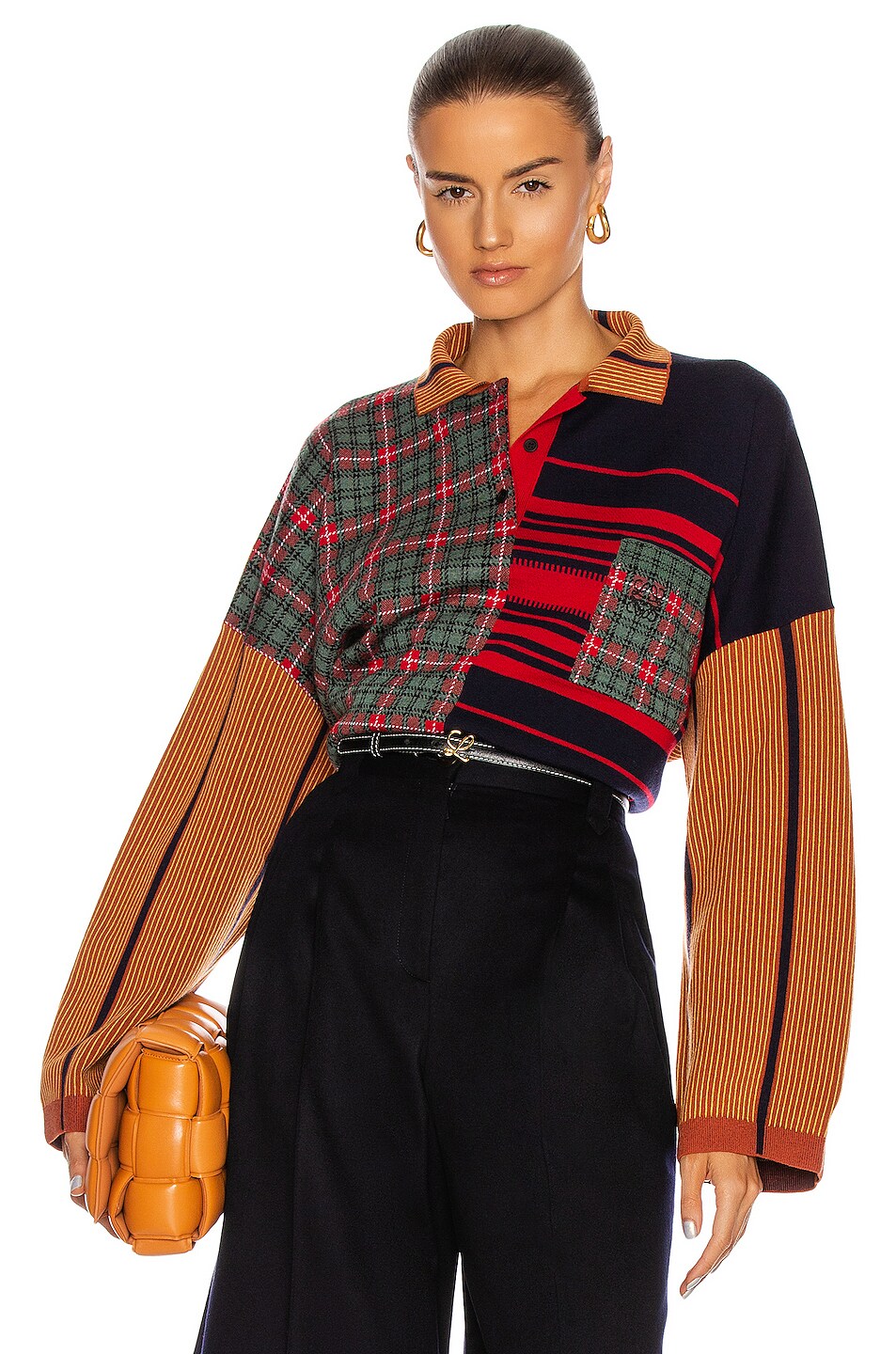 Image 1 of Loewe Polo Neck Patchwork Sweater in Multi